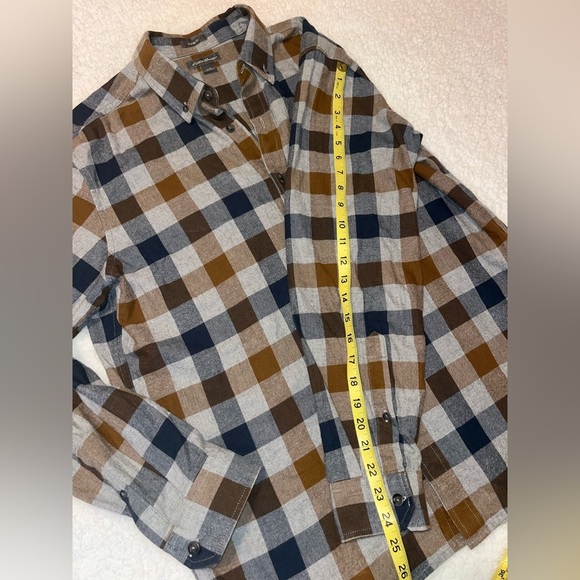 Eddie Bauer Plaid Flannel Button Down Classic Fit Shirt Blue Brown Men’s Large - Picture 6 of 6